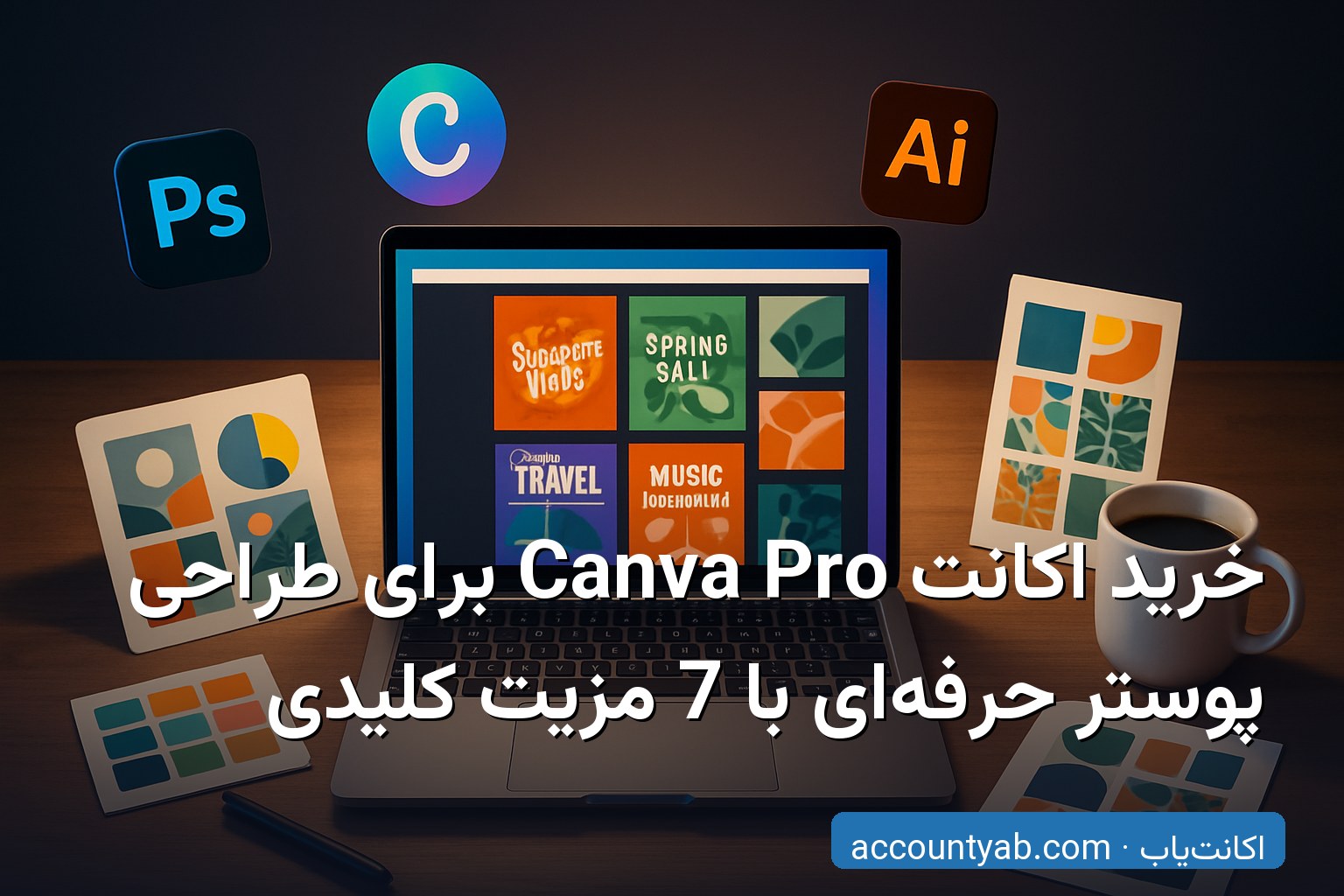 خرید اکانت Canva Pro برای طراحی پوستر حرفه‌ای روی لپ‌تاپ